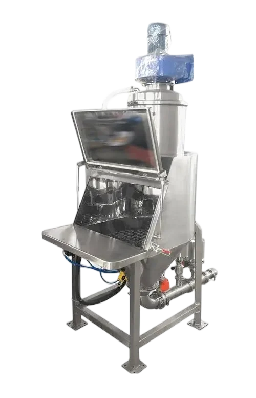 Dust free collection for mixing kettle