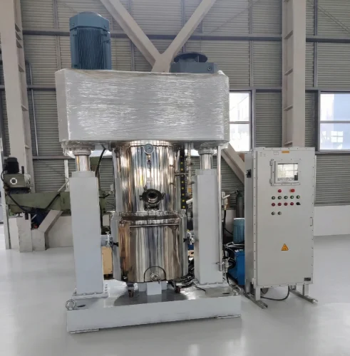 Z-MIXER industrial vacuum double planetary mixer designed for homogenizing high-viscosity lithium-ion battery anode and cathode slurries.